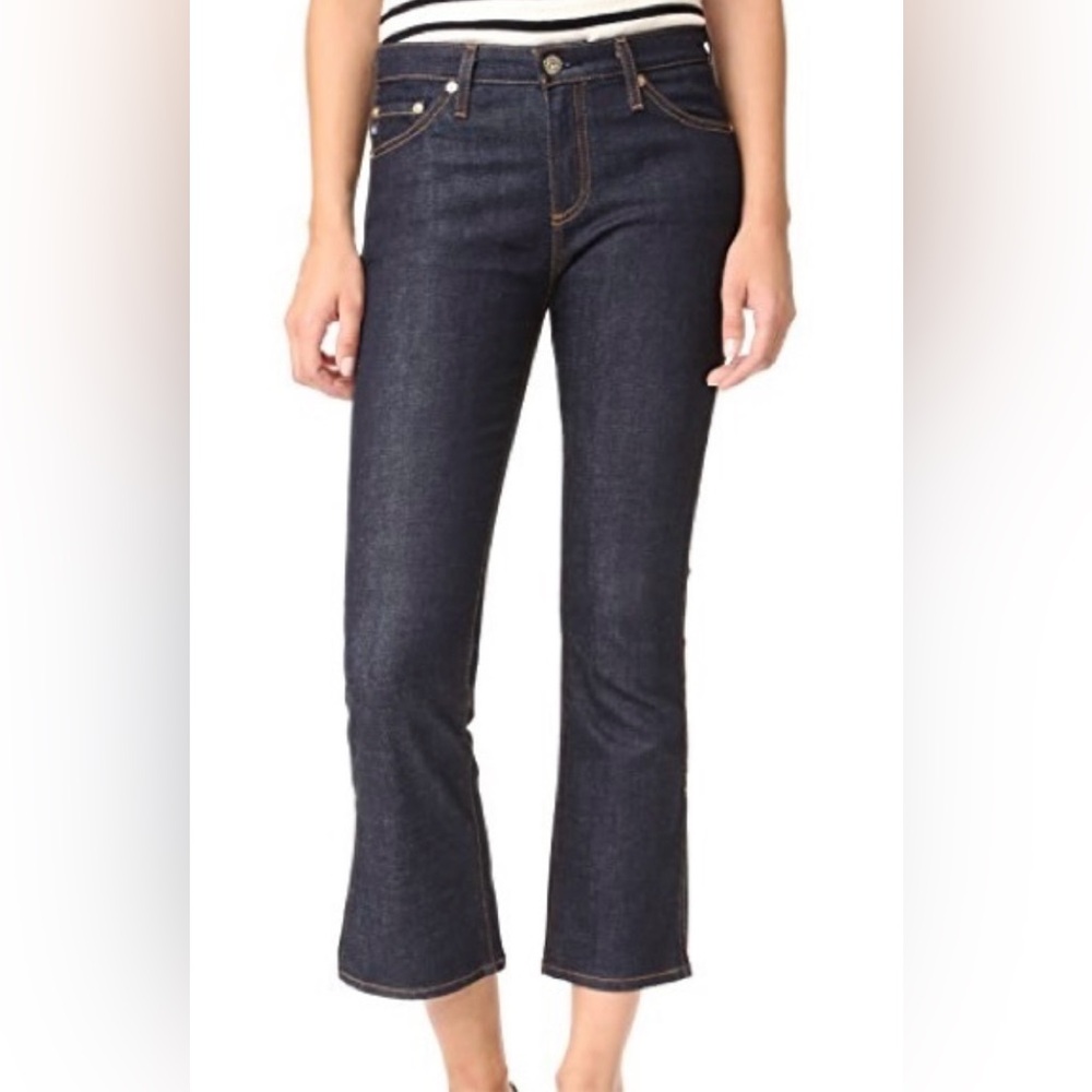 AG Adriano Goldschmied Jodi Crop Side Slit Dark Wash Denim Jeans Size 28R